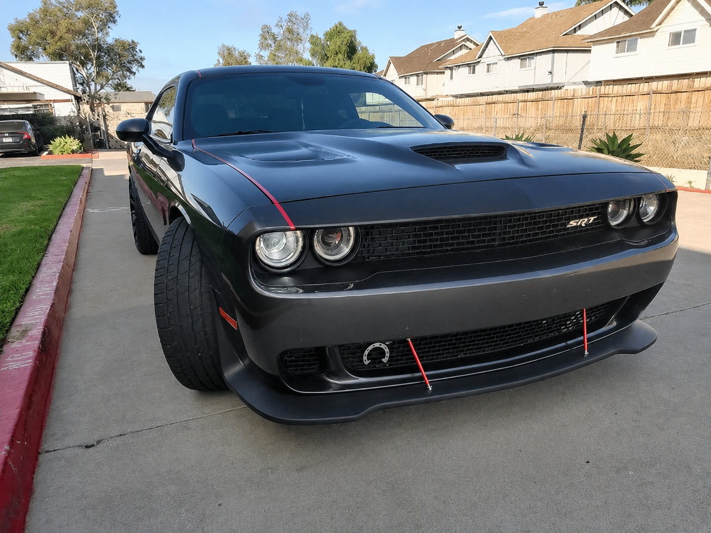 Black Dodge Challenger SRT front view